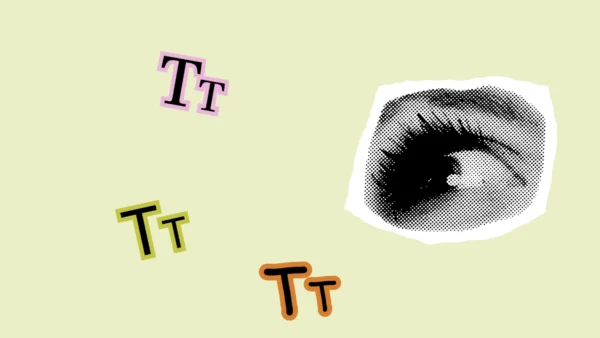 Kollage aus unterschiedlichen typographischen Icons mit einem Auge.